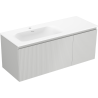 Mexen Rivel 120 cm Bathroom Cabinet with Vela Left Sink, 1 Drawer, 1 Door, Grooved, Matte Gray/Matte White