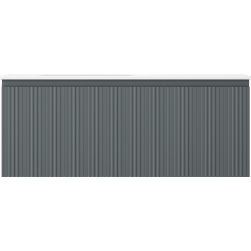 Mexen Rivel bathroom cabinet 120 cm with Vela left sink, 1S, 1D, ribbed, matte graphite/white matte