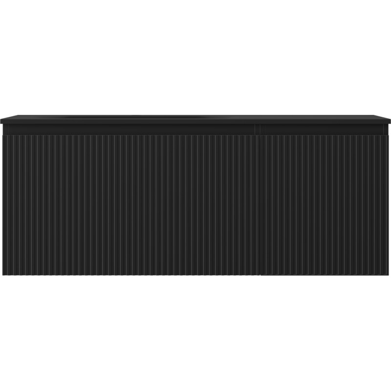 Mexen Rivel 120 cm bathroom cabinet with Vela left sink, 1S, 1D, fluted, black matte - 91A23-12047-3-BBFF71-W23L71