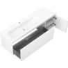 Mexen Rivel 160 cm Bathroom Cabinet with Vela Left Sink, 1 Drawer, 1 Door, Grooved, White Matte - 91A23-16047-3-BBFF01-W23L01