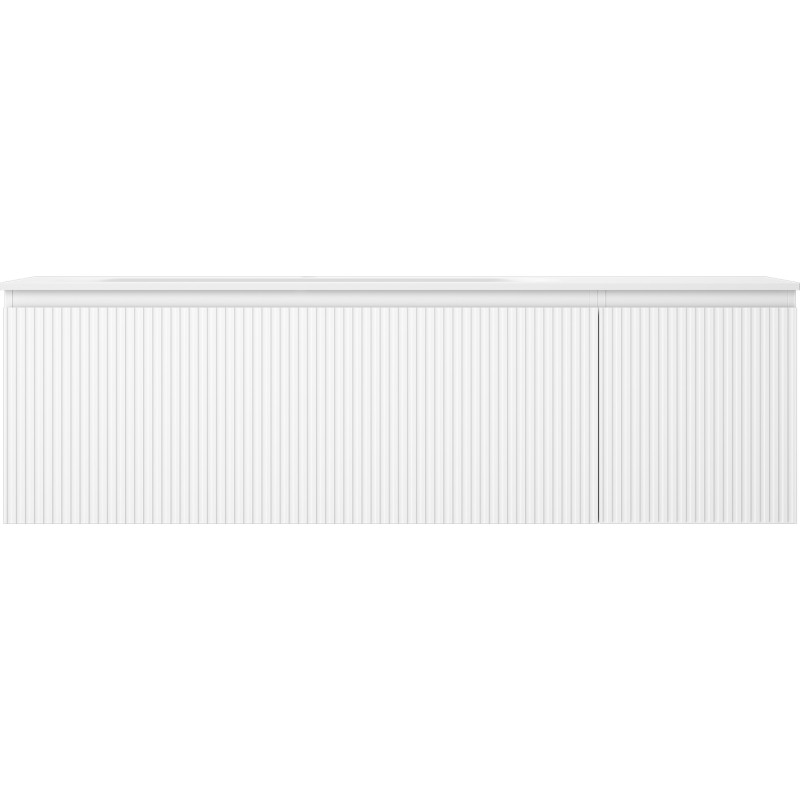 Mexen Rivel 160 cm Bathroom Cabinet with Vela Left Sink, 1 Drawer, 1 Door, Grooved, White Matte - 91A23-16047-3-BBFF01-W23L01