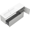 Mexen Rivel 160 cm bathroom cabinet with Vela left sink, 1S, 1D, fluted, gray matte/white matte - 91A23-16047-3-BBFF62-W23L01
