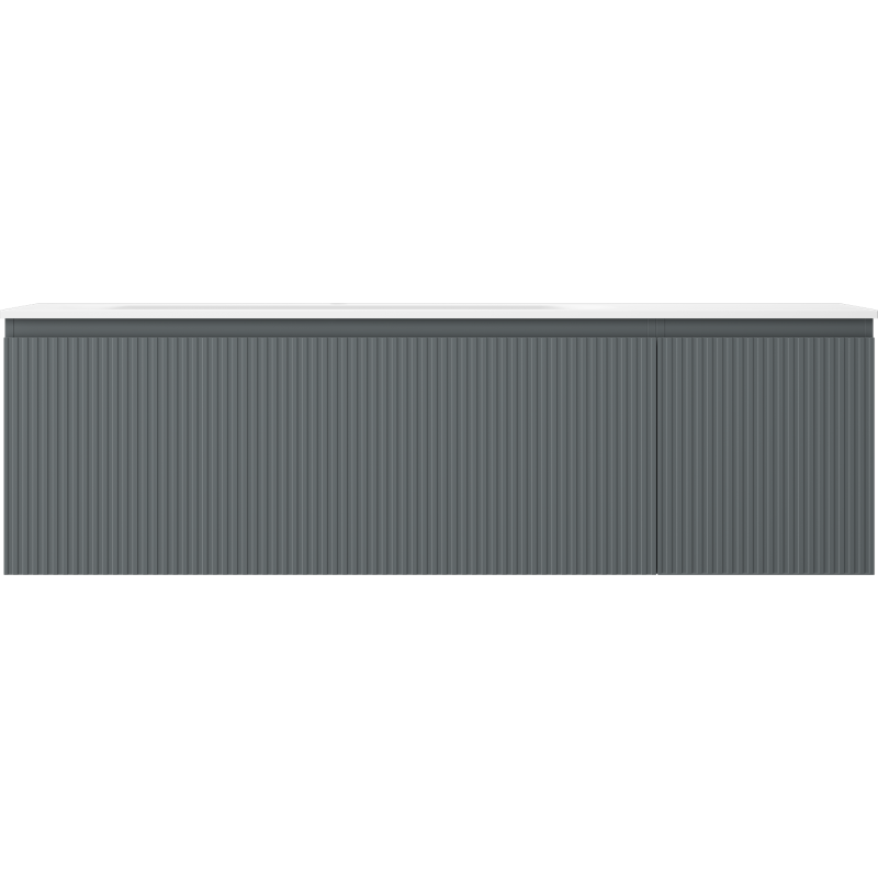 Mexen Rivel bathroom cabinet 160 cm with Vela washbasin left, 1S, 1D, fluted, graphite matte/white matte