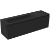 Mexen Rivel 160 cm bathroom cabinet with left Vela sink, 1 drawer, 1 door, grooved, black matte - 91A23-16047-3-BBFF71-W23L71