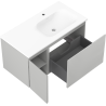 Mexen Rivel 90 cm Bathroom Cabinet with Vela Right Sink, 1 Drawer, 1 Door, Grooved, Gray Matte/White Matte
