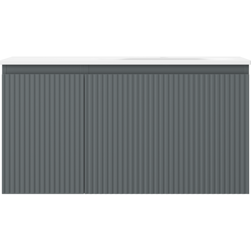 Mexen Rivel 90 cm bathroom cabinet with Vela sink right, 1S, 1D, fluted, graphite matte/white matte