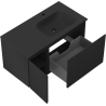 Mexen Rivel 90 cm bathroom cabinet with Vela right sink, 1S, 1D, grooved, black matte - 91A23-09047-3-BBFF71-W23P71