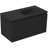 Mexen Rivel bathroom cabinet 90 cm with Vela right sink, 1S, 1D, fluted, matte black - 91A23-09047-3-BBFF71-W23P71