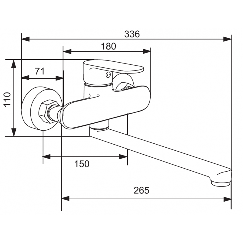 Mexen Milo long spout bath tap, black - 71335-70