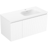 Mexen Rivel 100 cm bathroom cabinet with right Vela sink, 1S, 1D, grooved, matte white - 91A23-10047-3-BBFF01-W23P01