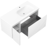 Mexen Rivel 100 cm bathroom cabinet with right Vela sink, 1S, 1D, grooved, matte white - 91A23-10047-3-BBFF01-W23P01
