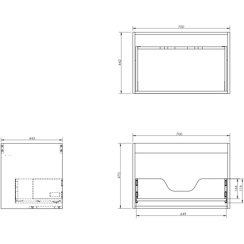 Mexen Rivel bathroom cabinet 100 cm with Vela right sink, 1S, 1D, grooved, gray matte/white matte - 91A23-10047-3-BBFF62-W23P01