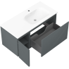 Mexen Rivel 100 cm bathroom cabinet with Vela sink right, 1S, 1D, grooved, graphite/white matte - 91A23-10047-3-BBFF66-W23P01