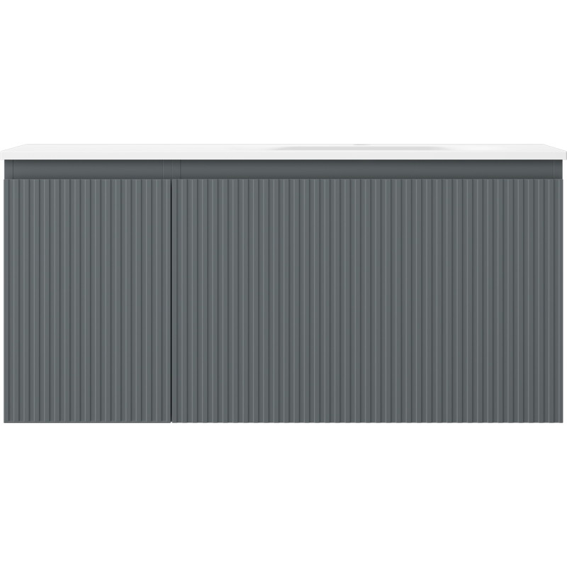 Mexen Rivel 100 cm bathroom cabinet with Vela sink right, 1S, 1D, grooved, graphite/white matte - 91A23-10047-3-BBFF66-W23P01