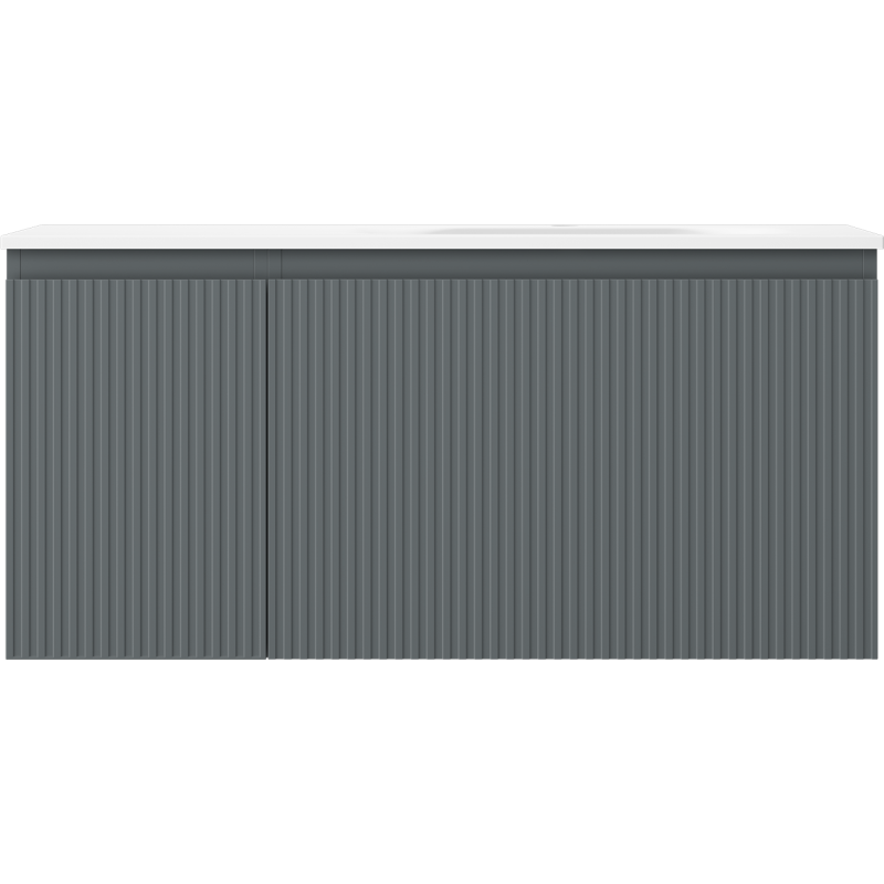 Mexen Rivel bathroom cabinet 100 cm with Vela sink right, 1S, 1D, grooved, graphite/white matte - 91A23-10047-3-BBFF66-W23P01