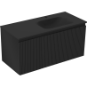 Mexen Rivel bathroom cabinet 100 cm with Vela right washbasin, 1S, 1D, fluted, black matte - 91A23-10047-3-BBFF71-W23P71