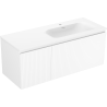 Mexen Rivel bathroom cabinet 120 cm with Vela right sink, 1S, 1D, grooved, matte white - 91A23-12047-3-BBFF01-W23P01