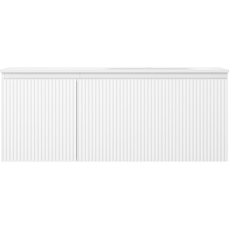 Mexen Rivel 120 cm bathroom cabinet with Vela right sink, 1S, 1D, grooved, white matte - 91A23-12047-3-BBFF01-W23P01