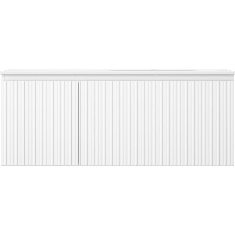 Mexen Rivel bathroom cabinet 120 cm with Vela right sink, 1S, 1D, grooved, matte white - 91A23-12047-3-BBFF01-W23P01