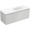 Mexen Rivel bathroom cabinet 120 cm with Vela right basin, 1S, 1D, fluted, gray matte/white matte - 91A23-12047-3-BBFF62-W23P01