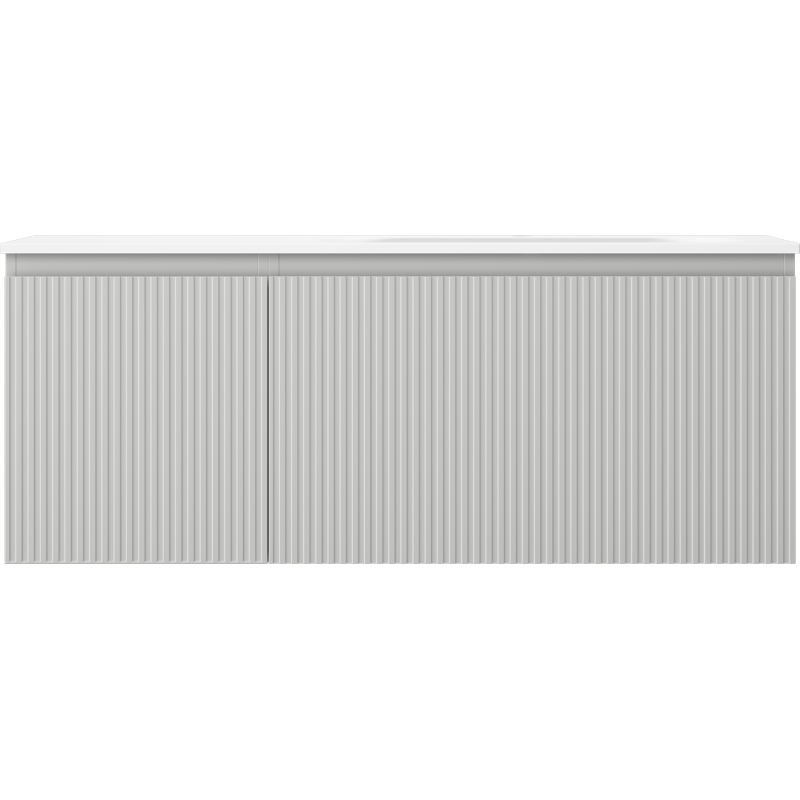 Mexen Rivel Bathroom Cabinet 120 cm with Vela Right Sink, 1S, 1D, Grooved, Gray Matte/White Matte - 91A23-12047-3-BBFF62-W23P01