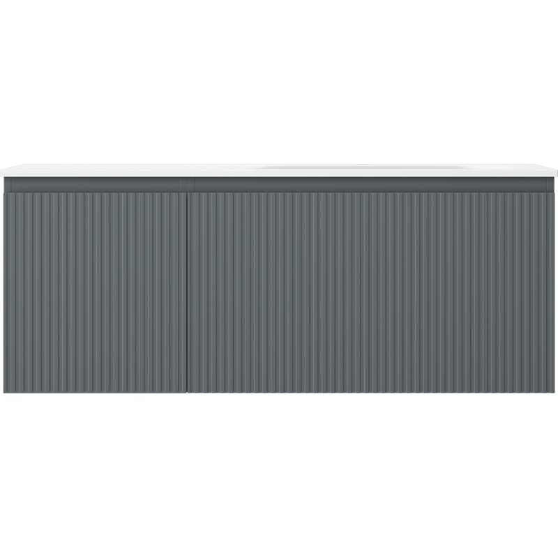 Mexen Rivel 120 cm Bathroom Cabinet with Vela Right Sink, 1S, 1D, Grooved, Graphite/White Matte - 91A23-12047-3-BBFF66-W23P01