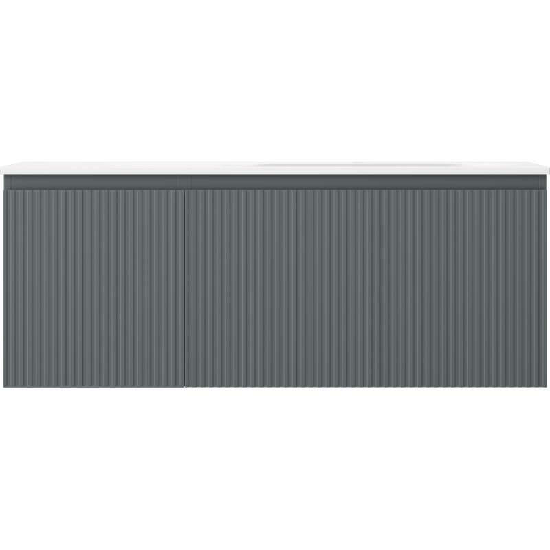 Mexen Rivel bathroom cabinet 120 cm with right Vela sink, 1S, 1D, fluted, graphite/white matte - 91A23-12047-3-BBFF66-W23P01