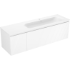Mexen Rivel 160 cm bathroom cabinet with Vela right sink, 1D, 1S, ribbed, white matte - 91A23-16047-3-BBFF01-W23P01