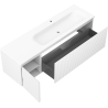 Mexen Rivel 160 cm bathroom cabinet with Vela right sink, 1D, 1S, ribbed, white matte - 91A23-16047-3-BBFF01-W23P01