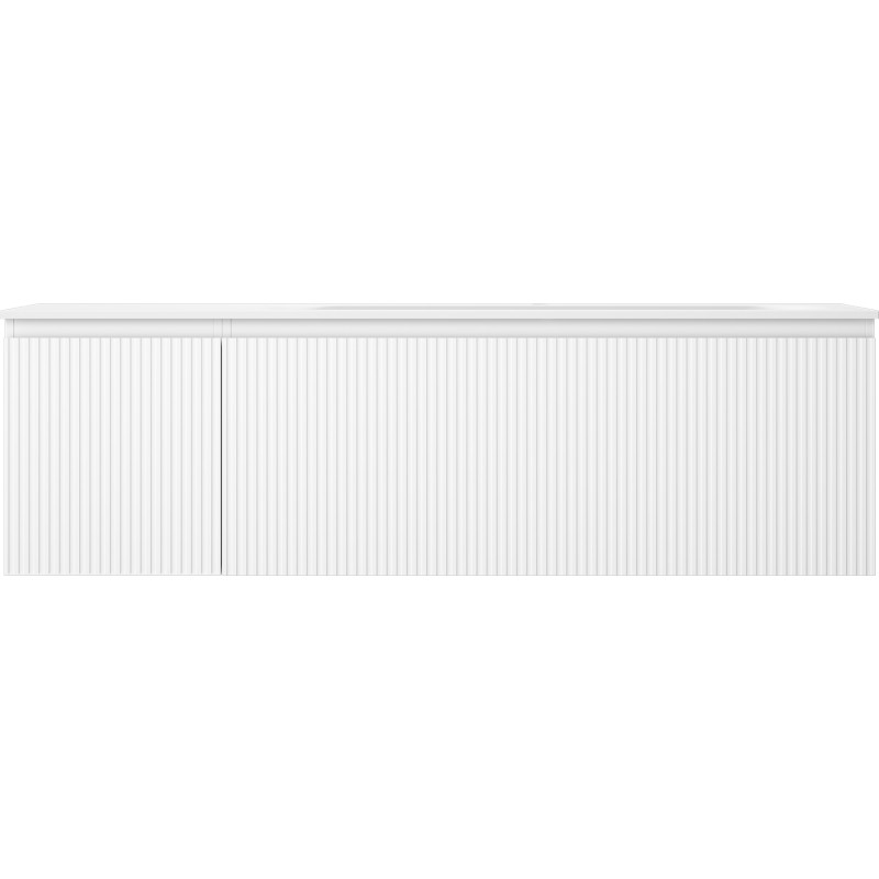 Mexen Rivel 160 cm bathroom cabinet with Vela right sink, 1D, 1S, ribbed, white matte - 91A23-16047-3-BBFF01-W23P01