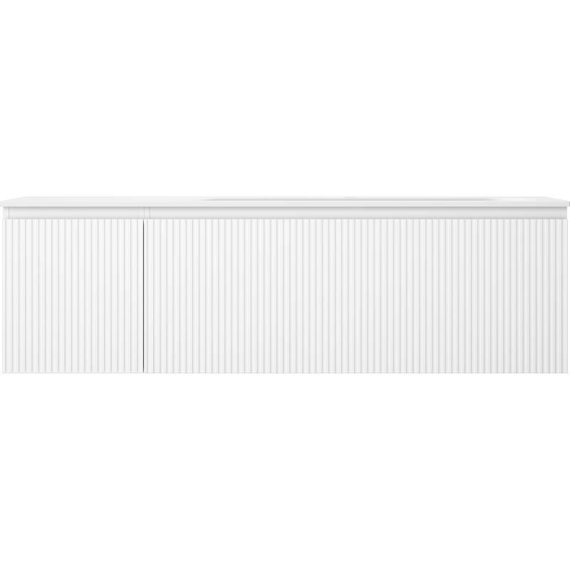 Mexen Rivel bathroom cabinet 160 cm with Vela right basin, 1S, 1D, fluted, white matte - 91A23-16047-3-BBFF01-W23P01