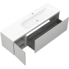 Mexen Rivel 160 cm bathroom cabinet with Vela sink right, 1S, 1D, grooved, gray matte/white matte - 91A23-16047-3-BBFF62-W23P01