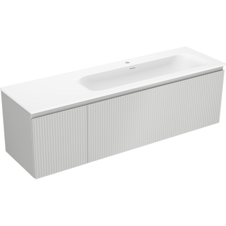 Mexen Rivel 160 cm bathroom cabinet with Vela sink right, 1S, 1D, grooved, gray matte/white matte - 91A23-16047-3-BBFF62-W23P01