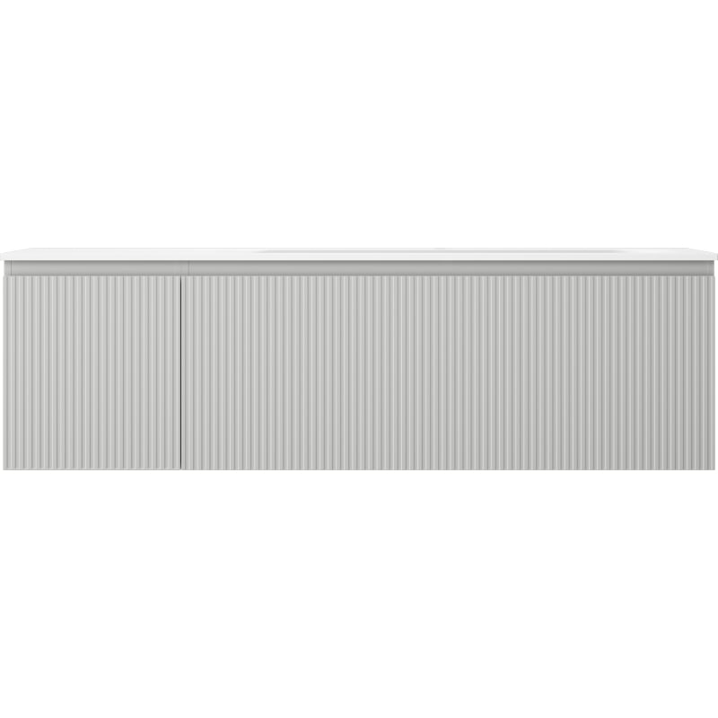 Mexen Rivel 160 cm bathroom cabinet with Vela sink right, 1S, 1D, grooved, gray matte/white matte - 91A23-16047-3-BBFF62-W23P01