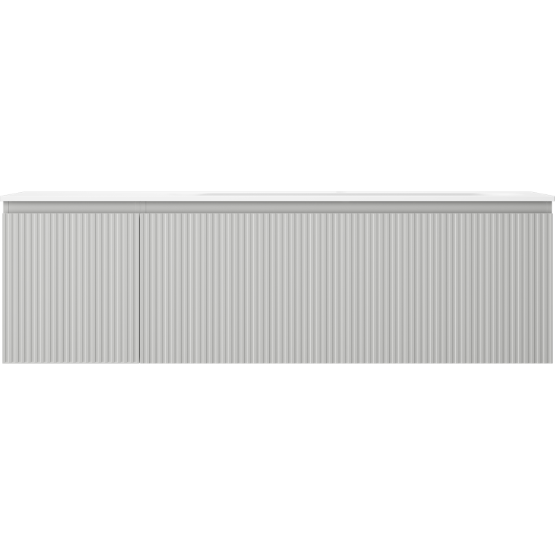 Mexen Rivel bathroom cabinet 160 cm with Vela right sink, 1S, 1D, fluted, gray matt/white matt - 91A23-16047-3-BBFF62-W23P01