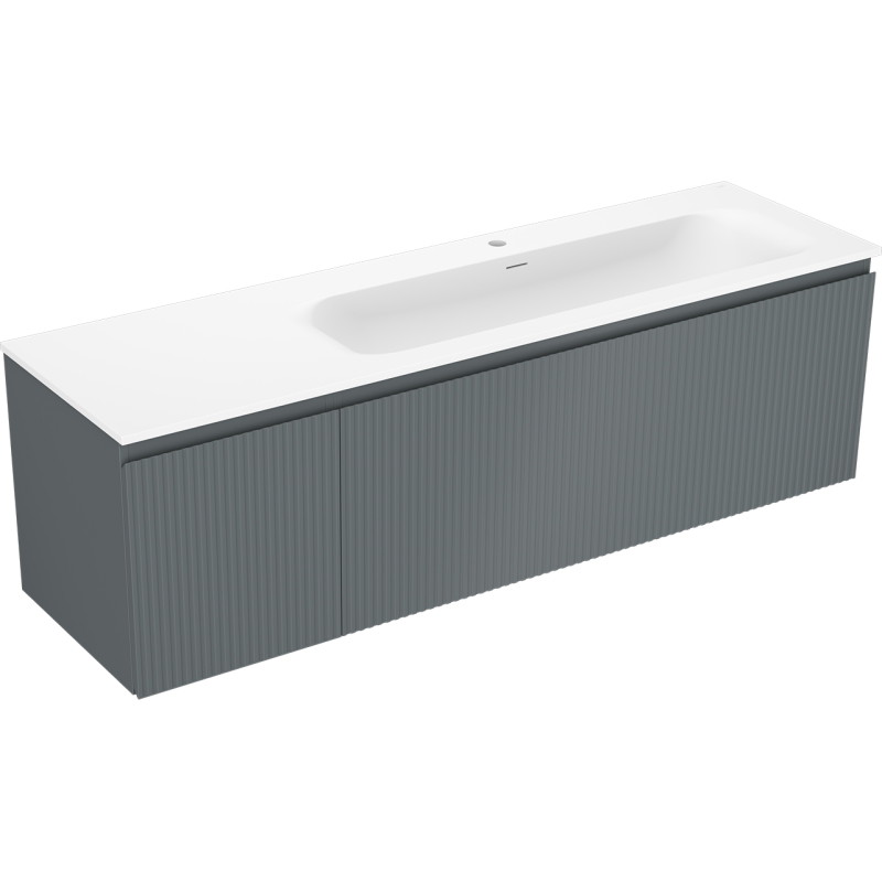 Mexen Rivel 160 cm Bathroom Cabinet with Vela Sink Right, 1S, 1D, Grooved, Graphite/White Matte - 91A23-16047-3-BBFF66-W23P01