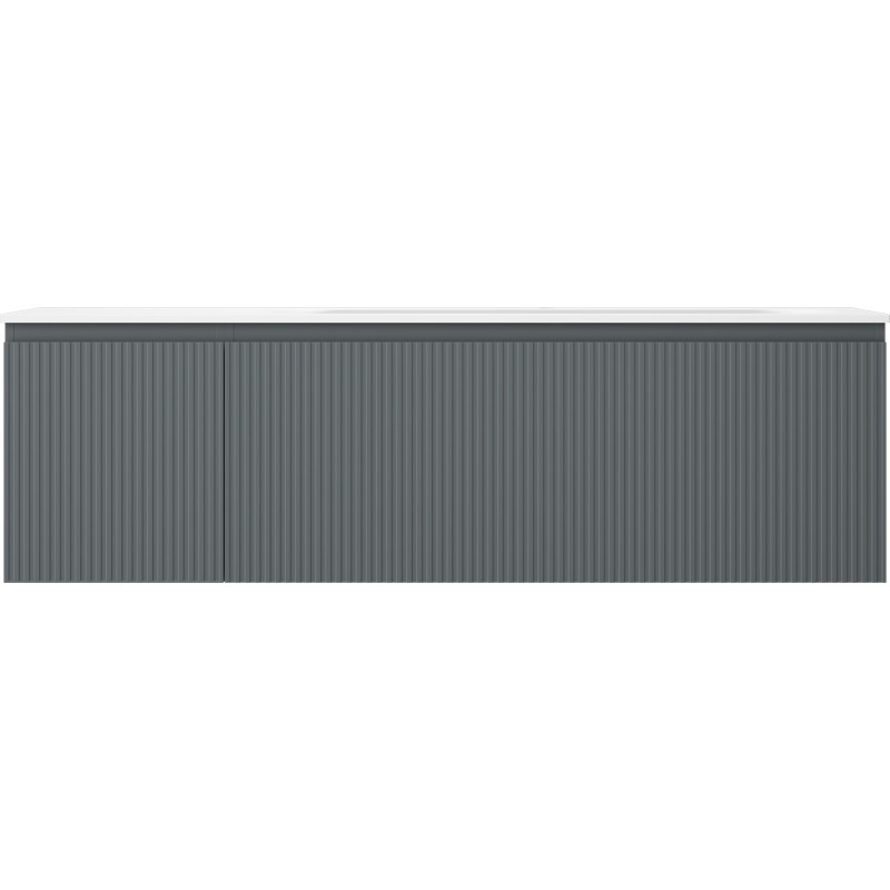 Mexen Rivel 160 cm Bathroom Cabinet with Vela Sink Right, 1S, 1D, Grooved, Graphite/White Matte - 91A23-16047-3-BBFF66-W23P01
