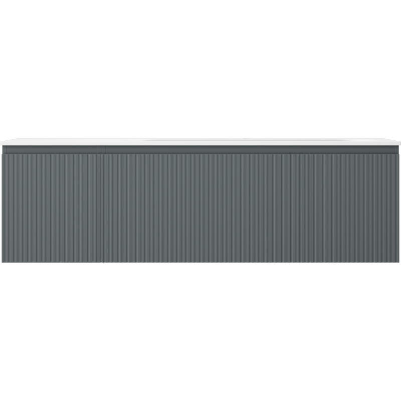 Mexen Rivel bathroom cabinet 160 cm with Vela right sink, 1S, 1D, grooved, graphite/white matte - 91A23-16047-3-BBFF66-W23P01