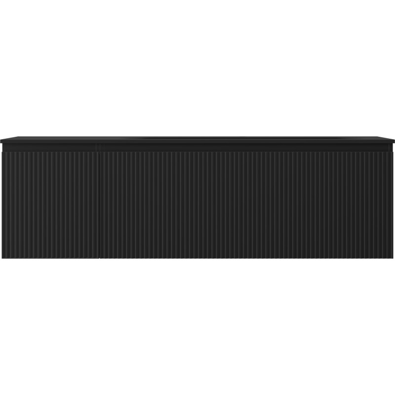 Mexen Rivel 160 cm Bathroom Cabinet with Right Washbasin Vela, 1S, 1D, Ribbed, Black Matte - 91A23-16047-3-BBFF71-W23P71