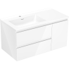 Mexen Orio 90 cm bathroom cabinet with Otis left sink, 2S, 1D, white gloss - 91A13-09047-3-BBFFF00-W18L00