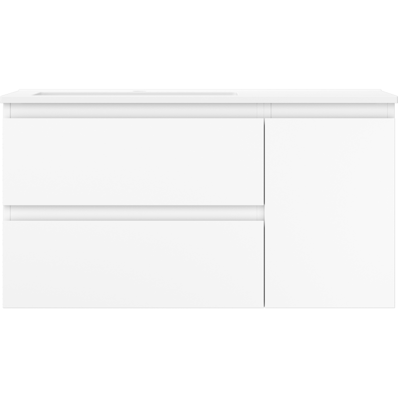 Mexen Orio bathroom cabinet 90 cm with Otis left basin, 2S, 1D, matte white - 91A13-09047-3-BBFFF01-W18L01
