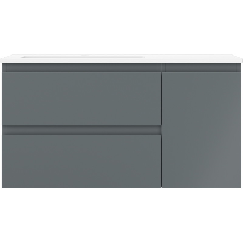 Mexen Orio 90 cm bathroom cabinet with Otis left sink, 2S, 1D, matte graphite/white matte - 91A13-09047-3-BBFFF66-W18L01