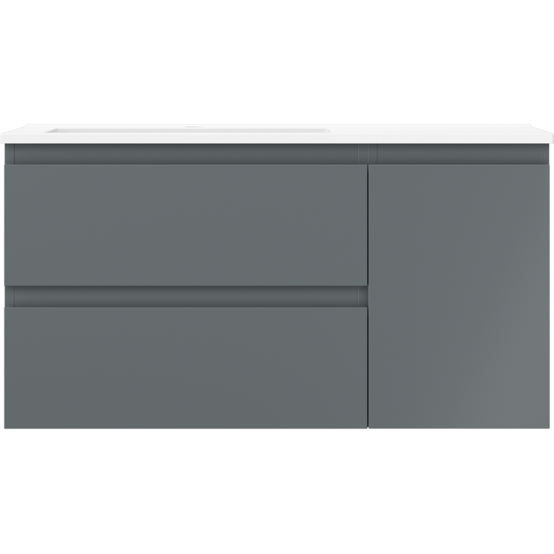 Mexen Orio bathroom cabinet 90 cm with Otis left sink, 2S, 1D, graphite matte/white matte - 91A13-09047-3-BBFFF66-W18L01