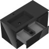 Mexen Orio 90 cm bathroom cabinet with Otis left sink, 2S, 1D, black gloss/black matte - 91A13-09047-3-BBFFF70-W18L71
