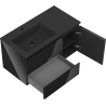 Mexen Orio 90 cm bathroom cabinet with Otis left sink, 2S, 1D, black gloss/black matte - 91A13-09047-3-BBFFF70-W18L71