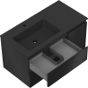 Mexen Orio 90 cm bathroom cabinet with left Otis washbasin, 2S, 1D, matte black - 91A13-09047-3-BBFFF71-W18L71