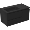 Mexen Orio 90 cm bathroom cabinet with left Otis washbasin, 2S, 1D, matte black - 91A13-09047-3-BBFFF71-W18L71