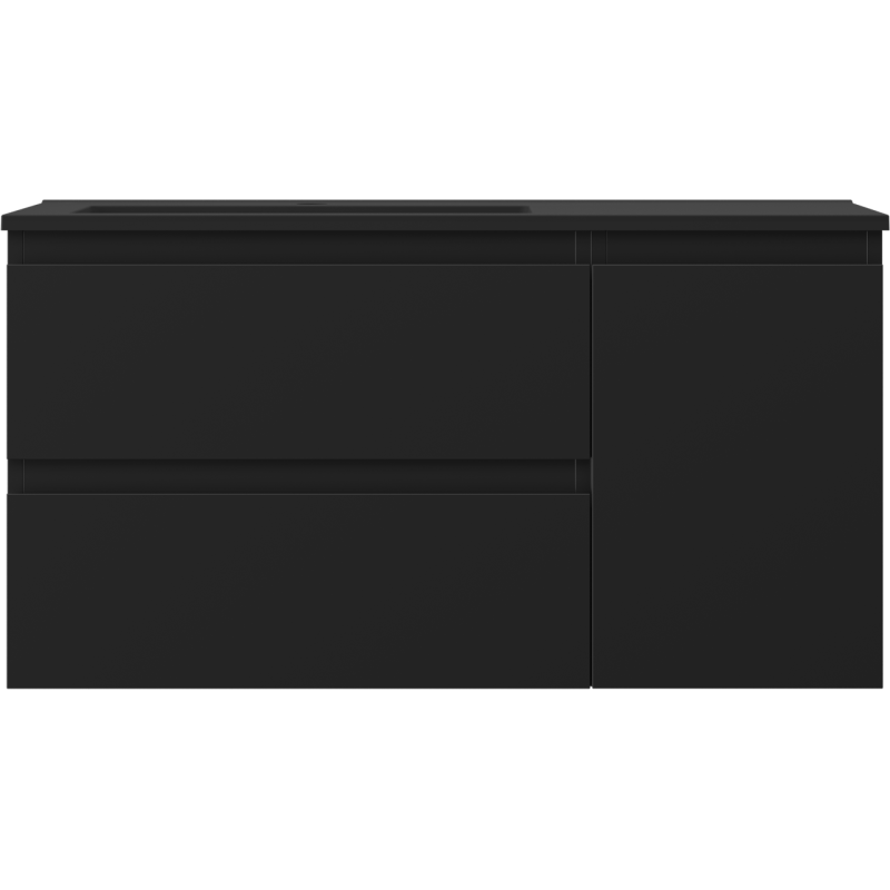 Mexen Orio bathroom cabinet 90 cm with Otis left sink, 2S, 1D, black matte - 91A13-09047-3-BBFFF71-W18L71