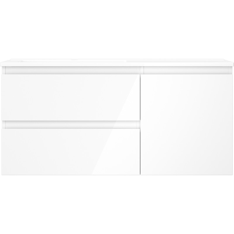 Mexen Orio 100 cm Bathroom Cabinet with Left Otis Sink, 2S, 1D, White Gloss - 91A13-10047-3-BBFFF00-W18L00
