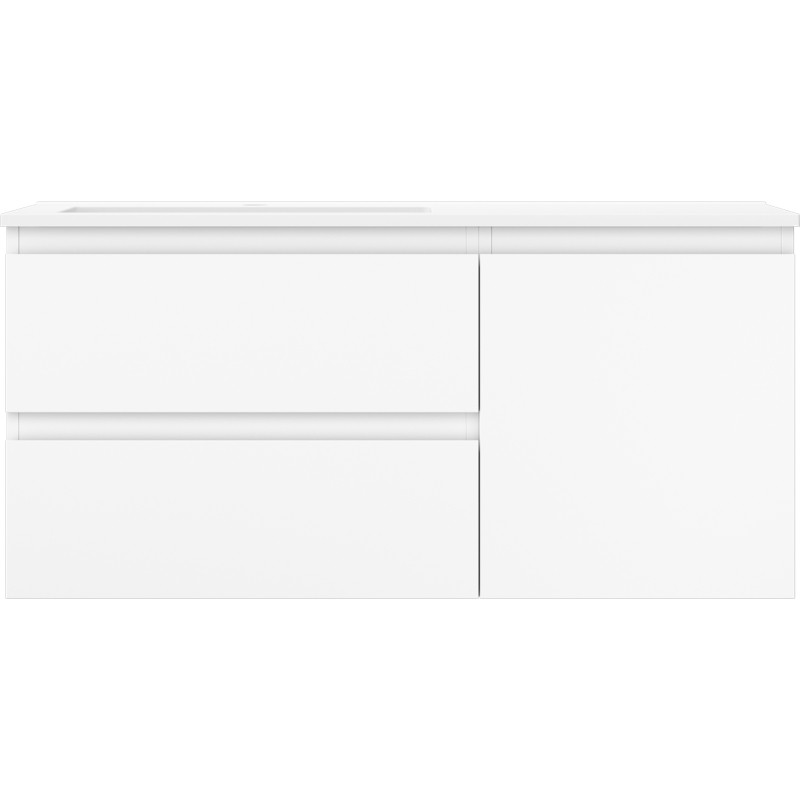 Mexen Orio 100 cm bathroom cabinet with Otis left sink, 2S, 1D, white matte - 91A13-10047-3-BBFFF01-W18L01